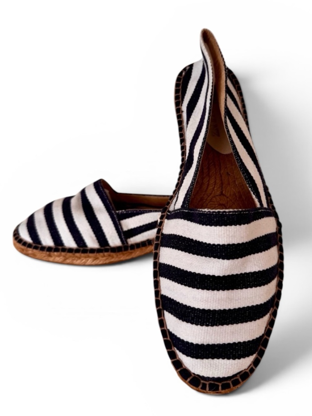 Casa Hernanz Madrid Cleo Navy White Striped Espadrilles US 11 NWOT